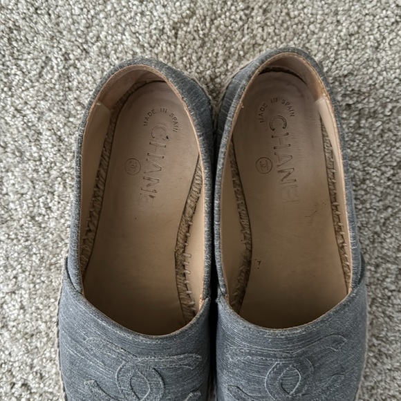 CHANEL Grey Suede CC Platfom Jute Espadrilles 36 - Picture 7 of 11